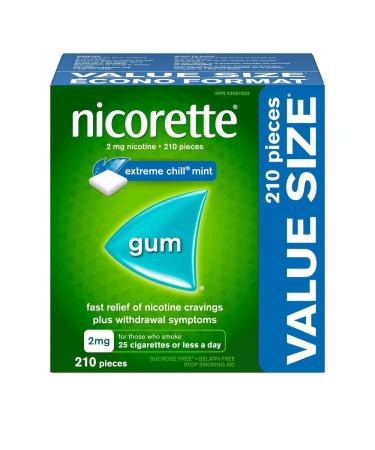 Nicorette Quit Smoking Nicotine Gum Extreme Chill Mint 2mg Value Size 210 count 2mg EXTREME CHILL MINT 210 count (Pack of 1)