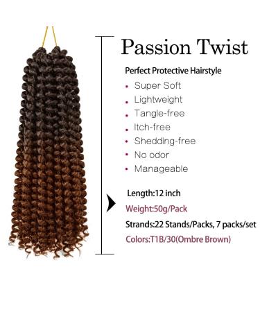 Shop YDDM Passion Twist Hair - 12 Inch Crochet Braids 7 Packs - Synthetic Extensions T1B-30# for Long Bohemian Styles - Buy Online on SooperMarket.com