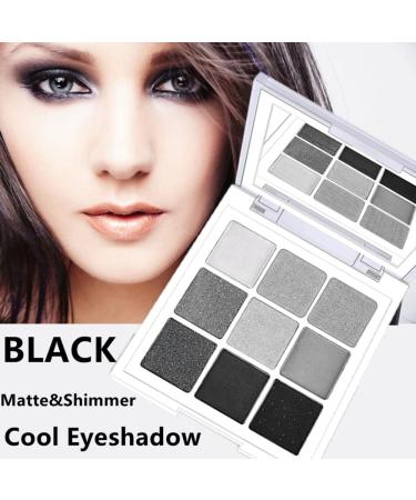 Go Ho Black Grey White Smokey Eyeshadow Palette - 9 Matte & Shimmer Shades for Waterproof Cool Daily Makeup | Prism Mirror Included - Buy Online on SooperMarket.com