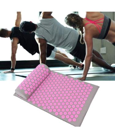 Acupuncture Massage Yoga Mat & Pillow Set for Back Neck & Sciatic Nerve Pain - Light Gray Pink Buckle - Buy Online on SooperMarket.com