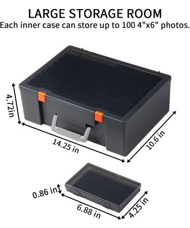 iBune Large 4 x 6 Photo Storage Box 18 Inner Photo Cases Store up to 1800 Photos Photo Organizer Cards Craft Keeper with Handle for Photo Puzzles Cards Seed Packets Black - Buy Online on SooperMarket.com