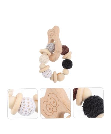 KOMBIUDA Silicone & Wooden Baby Teether Maracas | Musical Instruments & Teething Toy for Babies 0-6 Months - Buy Online on SooperMarket.com