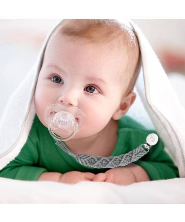 Pacifier Clips 2-Pack: Grey Binky Holder & Cotton Rope Natural Teething Holder for Baby Shower Gifts - Buy Online on SooperMarket.com