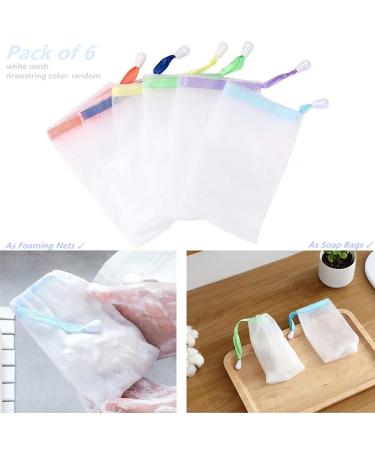 FULINJOY 6 PCS Exfoliating Mesh Soap Saver Pouch Bag for Face Cleansing - White Drawstring Pouch (Color Random) - Buy Online on SooperMarket.com