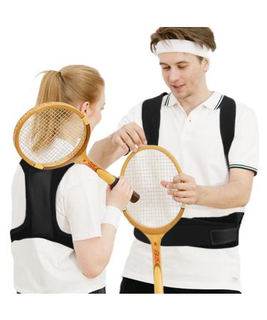 Fourket Humpback Correction Belt Posture Corrector Adjustable Back PU Material Suitable for Men and Women Size M Black