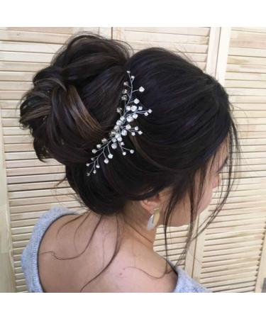 Unicra Bride Silver Wedding Hair Comb | Sparkly Crystal Rhinestone Bridal Hair Accessory - Buy Online on SooperMarket.com