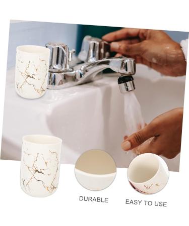 Warmhm 4 Cups Worktop Organizer - Versatile Bathroom Glass Holder & Ceramic Brush Stand - Portable Set of 4 (11x7.7x7.7cm) - Buy Online on SooperMarket.com
