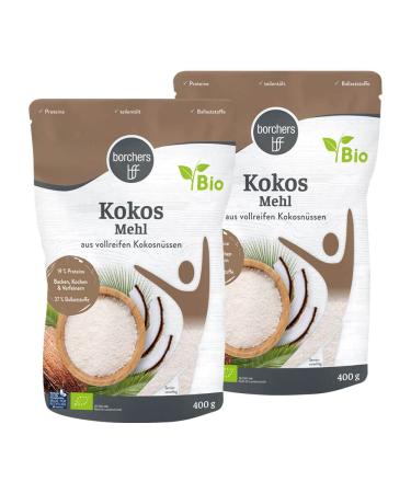 2 x Borchers Bio Premium coconut flour |For cooking and baking |Filler -rich |Protein source |Partial oil |Vegan |400 g (2 x 400 g) 400 g (2 Pack)