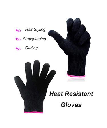 AFT90 Heat Resistant Glove for Hair Styling - Curling Iron, Flat Iron, Curling Wand - Black/Pink Edge - Buy Online on SooperMarket.com