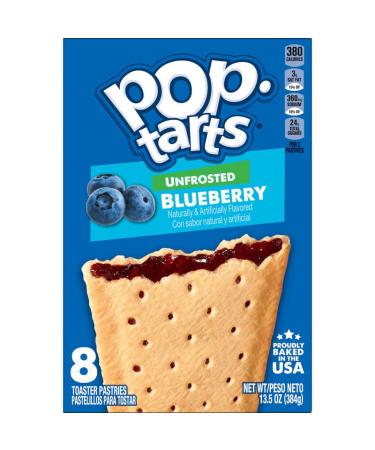 Pop-Tarts Toaster Pastries, Breakfast Foods, No Frosting, Unfrosted Blueberry, 13.5oz Box (8 Toaster Pastries)