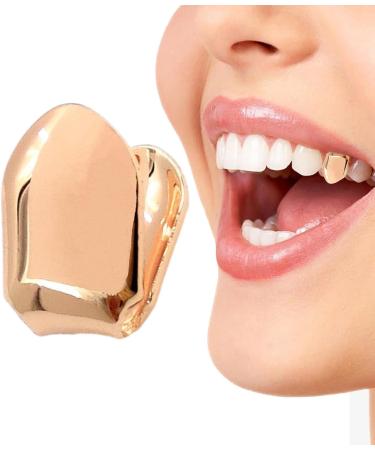 Gold Teeth Caps | 14k Gold Realistic Fake Teeth Grills | Gold Plated Realistic Fake Teeth Grills Gold Finish Eye Catching and Stylish Tooth Caps for Women and Men Rose Gold - Buy Online on SooperMarket.com
