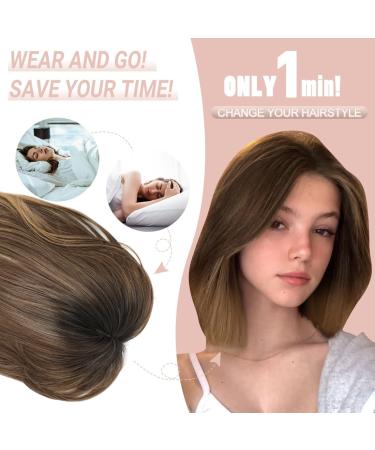 MORICHY Synthetic Hair Topper 12'' - Ombre Brown 3 Color Tone - Big Base Cover - Hair Volume Booster - Buy Online on SooperMarket.com