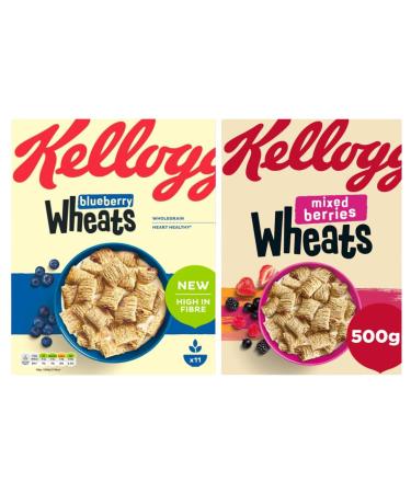 Breakfast Cereal Bundle Containing Kellogg's Blueberry Wheats 500g & Mixed Berries Wheats 500g (2 Pack)
