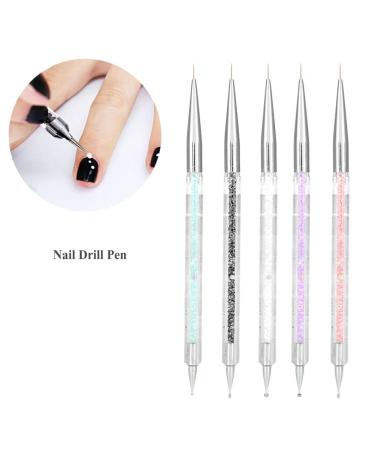 Premium Nail Art Brush Set - 5 Dual Lace Tools for Marble Effect & Glitter Rhinestones | Perfect for Painting Miniature Models & Dotting - International Shipping Available - Buy Online on SooperMarket.com