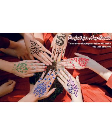 Kapopi Henna Tattoo Stencil Kit - Sexy Temporary Tattoo Stickers for Women, Girls, and Teenagers - Body Art Painting (Henna Tattoo Kit B) - Buy Online on SooperMarket.com