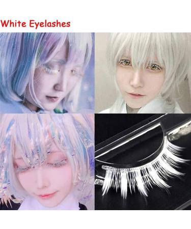 Buy White False Eyelashes - Colorful Cosplay Makeup & Natural Extensions for Halloween & Masquerade Parties | International Shipping - Buy Online on SooperMarket.com