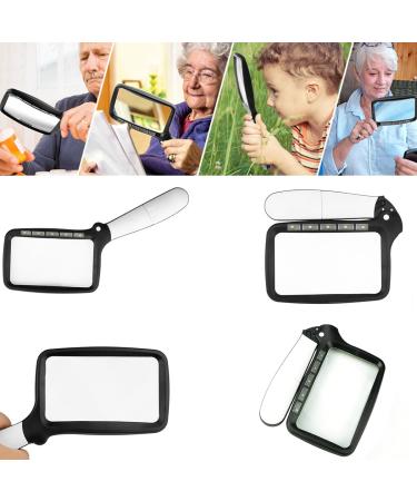 Folding Handheld Magnifying Glass with Light - 3X Large Rectangle Reading Magnifier Rectangular Handhold Magnify Lens Gifts for Seniors Reading Books Prints Lighted Gift for Low Visions(Black) - Buy Online on SooperMarket.com