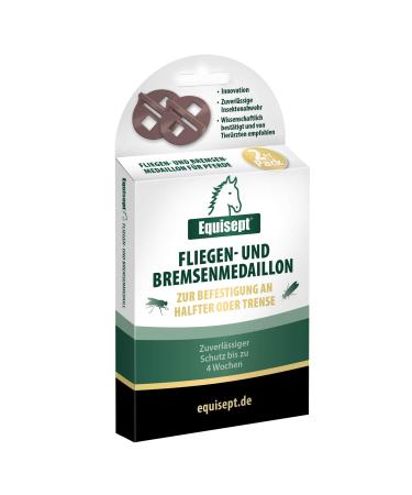 Equisept fly & brake medallion 2 Pack Innovative solution for insect defense on the horse Easy attachment to halter or bridle up to 4 weeks repellering effect doping -free single