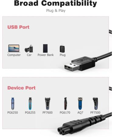 Remington Shaver Charger Cable for Beard Trimmer HC4250 MB4200 MB6850 - Compatible with XR Series & F3 PF7500 - Buy Online on SooperMarket.com
