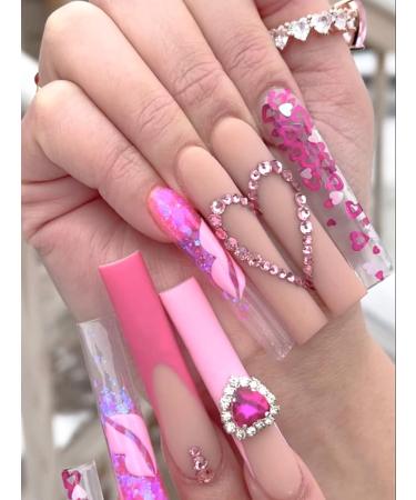 Wsimily Pink AB Crystal Nail Rhinestones Kit | 1620 Pcs Flatback Gems for DIY Manicure | Tweezers & Organizer Box Included - Buy Online on SooperMarket.com