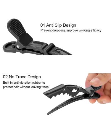 6pcs Black Crocodile Hair Sectioning Clips - Non-Slip Single Prong Hairpins for Salon & Hairdressing - Buy Online on SooperMarket.com