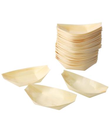AIDIRui 50x Finger Food - Bowls Boat Biodegradable Wood 11 cm x 6.5 cm