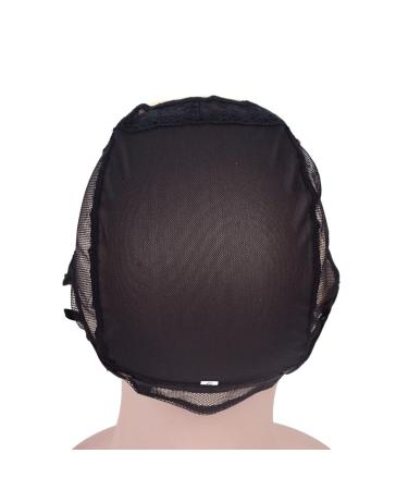 Buy 2-Pack 4x4 Inch U-Part Swiss Tip Wig Caps - Adjustable Straps for Wig Production | Medium Black (54cm) - Buy Online on SooperMarket.com