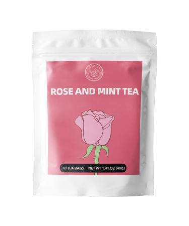 HANGFANGLING Rose Mint Tea Promotes Digestion Calms and Relaxes Relieves Anxiety Helps Sleep Anti-Inflammatory Freshens Breath Skin Care Gift Tea (20 Teabags)