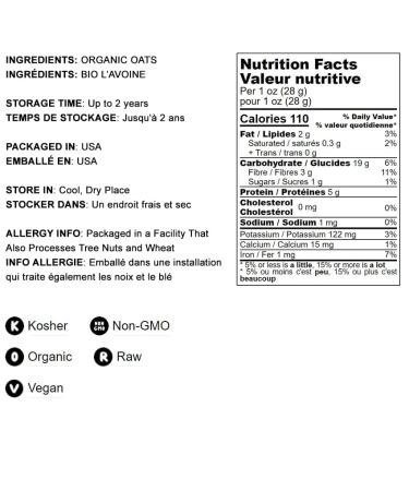 Organic Rolled Oats  10 Pounds - Old-Fashioned  100% Whole Grain  Non-GMO  Kosher  Bulk  Product of the USA 10 Pound (Pack of 1) - Buy Online on SooperMarket.com
