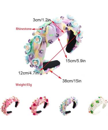 vreplrse Durable And Reliable Jeweled Wide Top Knot Headband For Long-lasting Beauty Polyester Rhinestone Pearl Knot Headbands Blue purple - Buy Online on SooperMarket.com