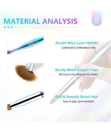 Saviland 6PCS Acrylic Nail Brush Set - Size 4/8/10/12/14/16 Kolinsky Acrylic Brushes for Nail Extension & Carving - Laser Blue Powder Brushes for Acrylic Application - Buy Online on SooperMarket.com