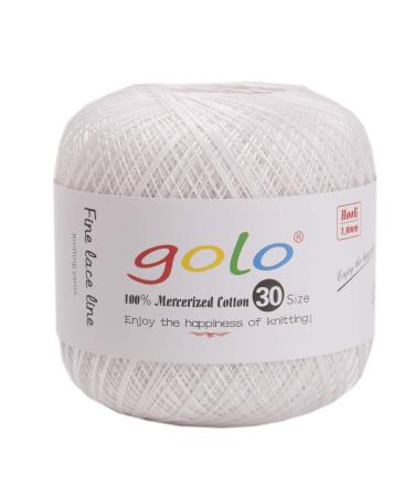 golo Crochet Thread Size 30 Yarn for Tatting Crochet Yarn for Crocheting White Yarn 10-5200 Pure white