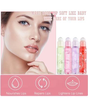Aaiffey Hydrating Plumping Lip Oil Fruit-Flavored Roll-on Lip Balm Kit - 4pcs - Buy Online on SooperMarket.com