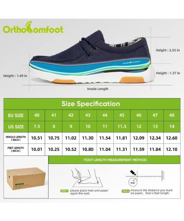 OrthoComfoot Men's Slip-On Arch Support Boat Shoes - Plantar Fasciitis Relief, Comfortable Walking Loafers - Navy, Size 11W - Buy Online on SooperMarket.com