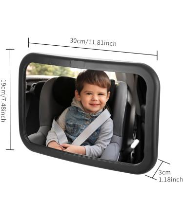 Shatterproof Baby Car Mirror for Backseat | Adjustable Rear View Mirror for Infants, Kids, and Pets - Black - Buy Online on SooperMarket.com
