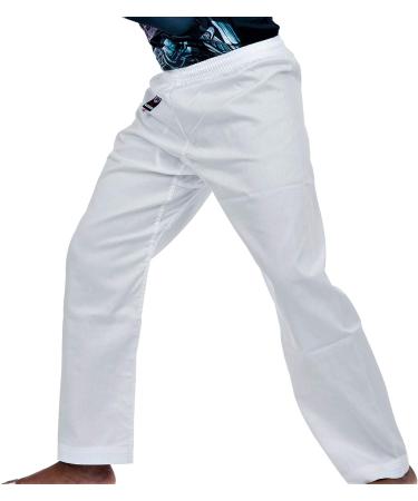 Ronin Karate Pants - White Poly/Cotton Lightweight Martial Arts Pants with Elastic Waist - Buy Online on SooperMarket.com