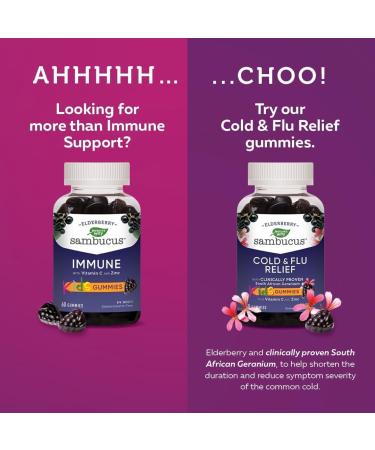 Nature's Way Sambucus Cold and Flu Relief Elderberry Gummies for Kids Used in Herbal Medicine to Help Relieve Symptoms (Cough Runny Nose and Sore Throat) in Children age 3+ 60 Gummies - Buy Online on SooperMarket.com