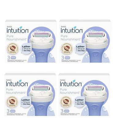 Schick Intuition Pure Nourishment Womens Razor Refills with Coconut Milk and Almond Oil 12 count