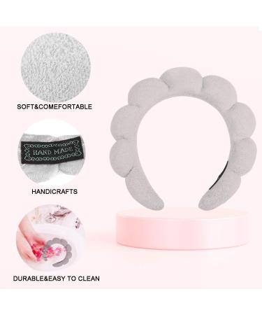 Spa Headband for Women - Soft Terry Cloth Makeup Headband Set for Face Washing and Skincare - Includes Face Wash Wristbands - Ideal Gift - Black+Grey - Buy Online on SooperMarket.com