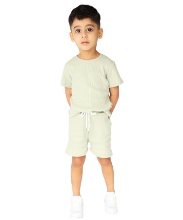 DreamBuy 20 Colours Ribbed Pyjama/Tracksuit/Loungewear Unisex Boys And Girls Pyjamas Baby Clothes Pyjamas For Women And Mens Pyjamas 3-4 Years Sage Summer