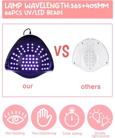 FAKZE NAGELROCKNER LAMP 180W - UV LED Nail Lamp for Shellac & Gel Polish | Digital Display 66 LEDs Timer (10/30/60/99S) | X10 Rose Gold | International Shipping Available - Buy Online on SooperMarket.com