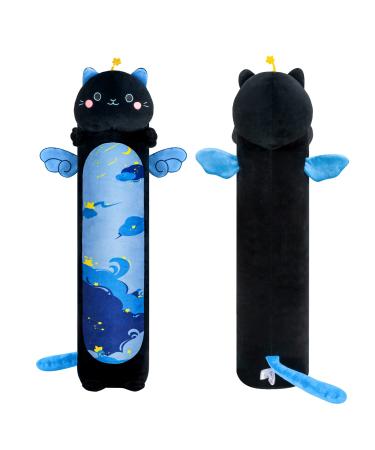 Mewaii 44in Long Cat Plush Pillows Stuffed Animals Squishy Pillows - Plushie Cute Kitty Sleeping Hugging Plush Pillow Soft Toys for Kids(Black) 44in/110cm Blue Star Cat