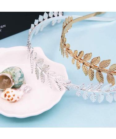 Goddess Hair Ripe: 2 Pcs Gold & Silver Leaf Headbands | Wedding Tiara & Bridal Hair Crown | Perfect for Parties & Events - Buy Online on SooperMarket.com
