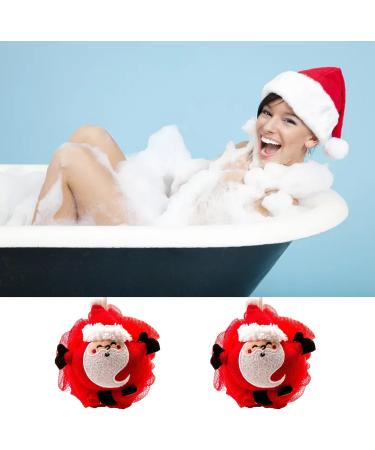 JNAWA 2Pieces Santa Shower Sponge Cartoon Cleaning Scrubber Pouf Loofahs Holiday Shower Essential Bag Fillers for Kids Full Lather Cleanse - Buy Online on SooperMarket.com