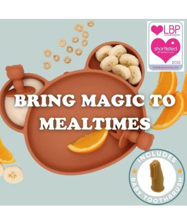 Chomp Suction Plate and Cutlery Set - Spiced Orange | Baby Weaning Gift Set | Dishwasher Safe Silicone Tableware - Buy Online on SooperMarket.com