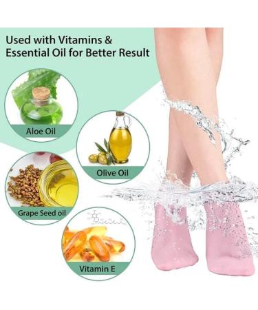 2 Pairs Silicone Moisturizing Socks Foot Spa Pedicure Silicone Socks Anti Slip Gel Aloe Sock fof Dry Cracked Feet /973 (Color : Pink Size : Small) Small Pink - Buy Online on SooperMarket.com