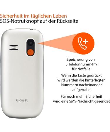 Gigaset GL390 White GSM - Senior Mobile Phone with SOS Button Large 2.2 Display & Easy-to-Use Keys | Compact Hearing Aid Compatible Cell Phone - Buy Online on SooperMarket.com