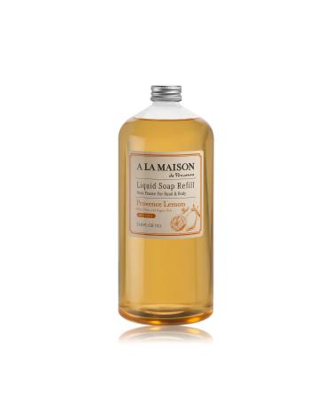 A La Maison Provence Lemon Liquid Hand Soap | 33.8 Fl Oz. Moisturizing Natural Hand Wash Soap | Triple French Milled | Gentle To Hands (Refill) 33.8 Ounce (Refill)