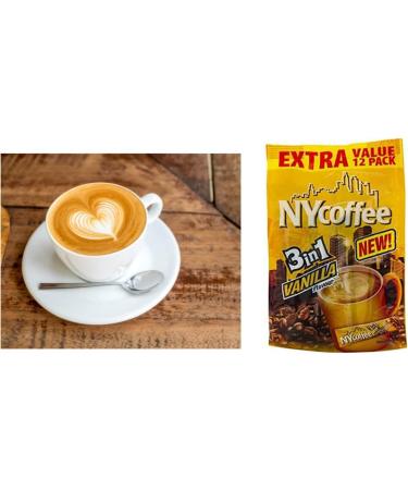 NYCoffee 3 in 1 Instant Coffee sachets|3 Flavours - Salted Caramel Vanilla & Irish Flavours Bundled with Temas Store Coffee Stirrers & Coffee Sleeves & Reusable Plastic Coffee Cup|36 Coffee Sachets - Buy Online on SooperMarket.com