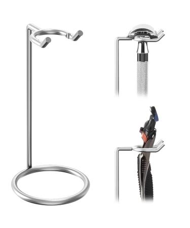 Linkidea Safety Razor Holder Stand, Shaving Brush Stand Deluxe Men's Stainless Steel Travel Shave Razor Holder - 4.7" (Silver 12cm)
